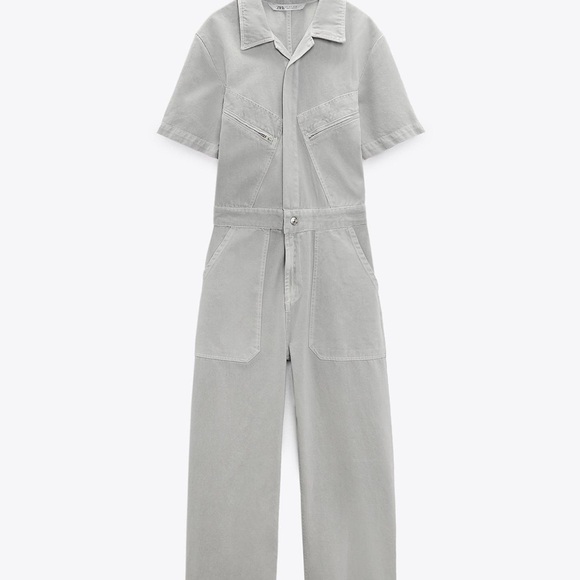 Zara Pants - Zara Gray Short Sleeve Jumpsuit